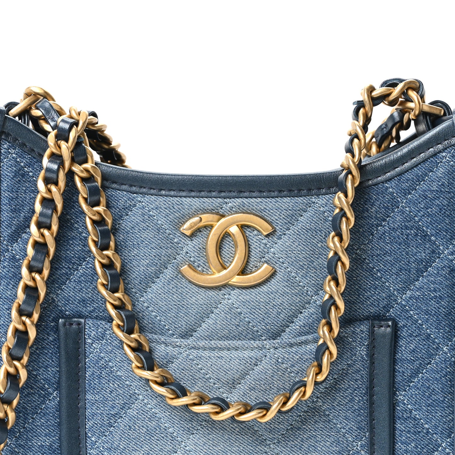 Washed Denim Quilted Small Hobo Blue