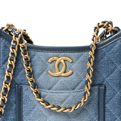 Chanel Washed Denim Quilted Small Hobo Blue 7 of 9