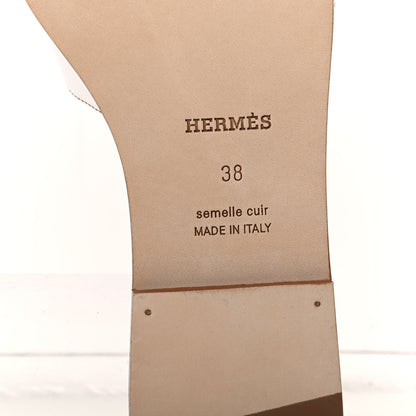 Hermes Box Calfskin Oran Sandals 38 White 9 of 11