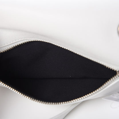 Saint Laurent Grain De Poudre Small West Hollywood Monogram Fold-Over Bag Pearl White 9 of 10