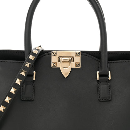 Valentino Garavani Vitello Small Rockstud Double Handle Tote Black 6 of 10