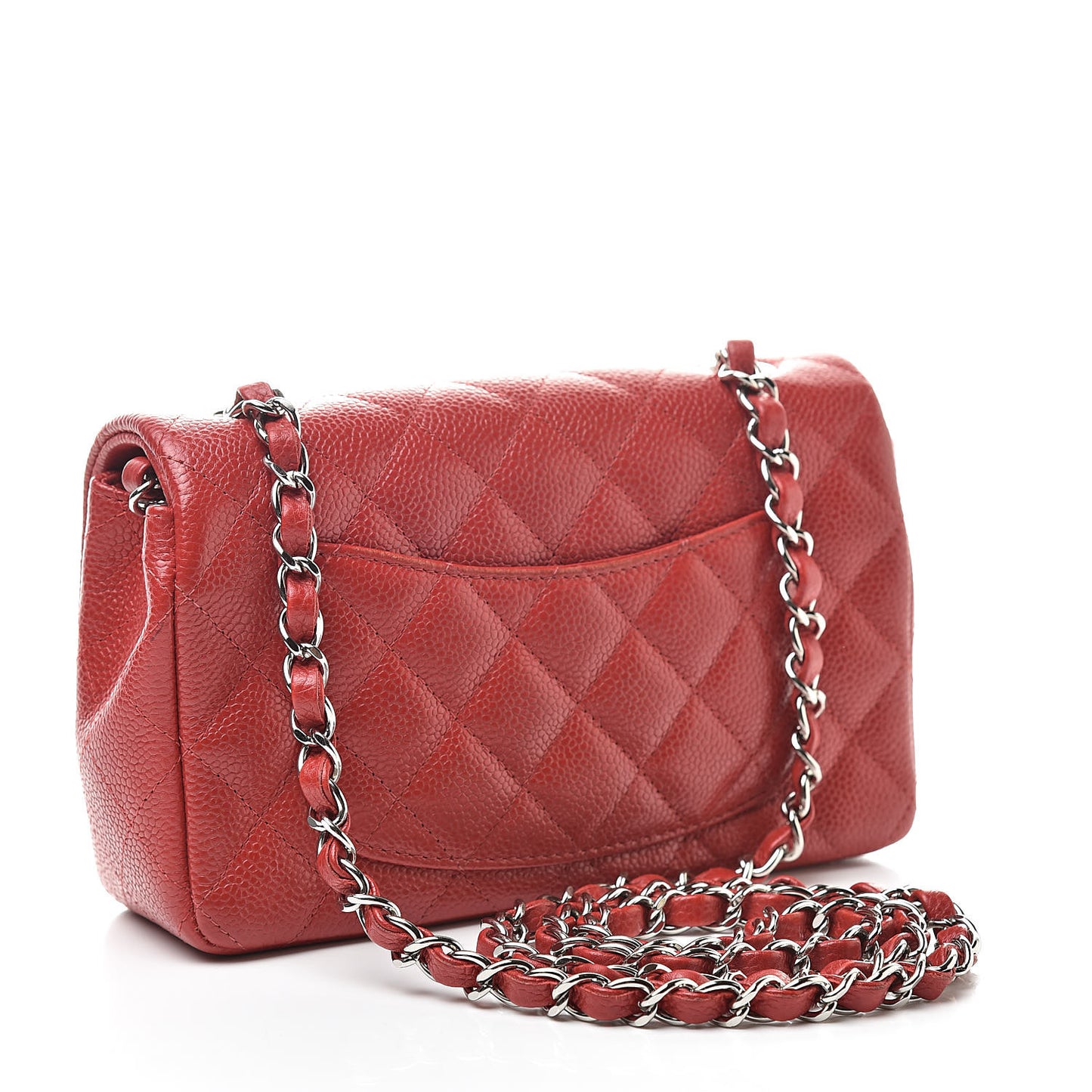 Caviar Quilted Mini Rectangular Flap Red