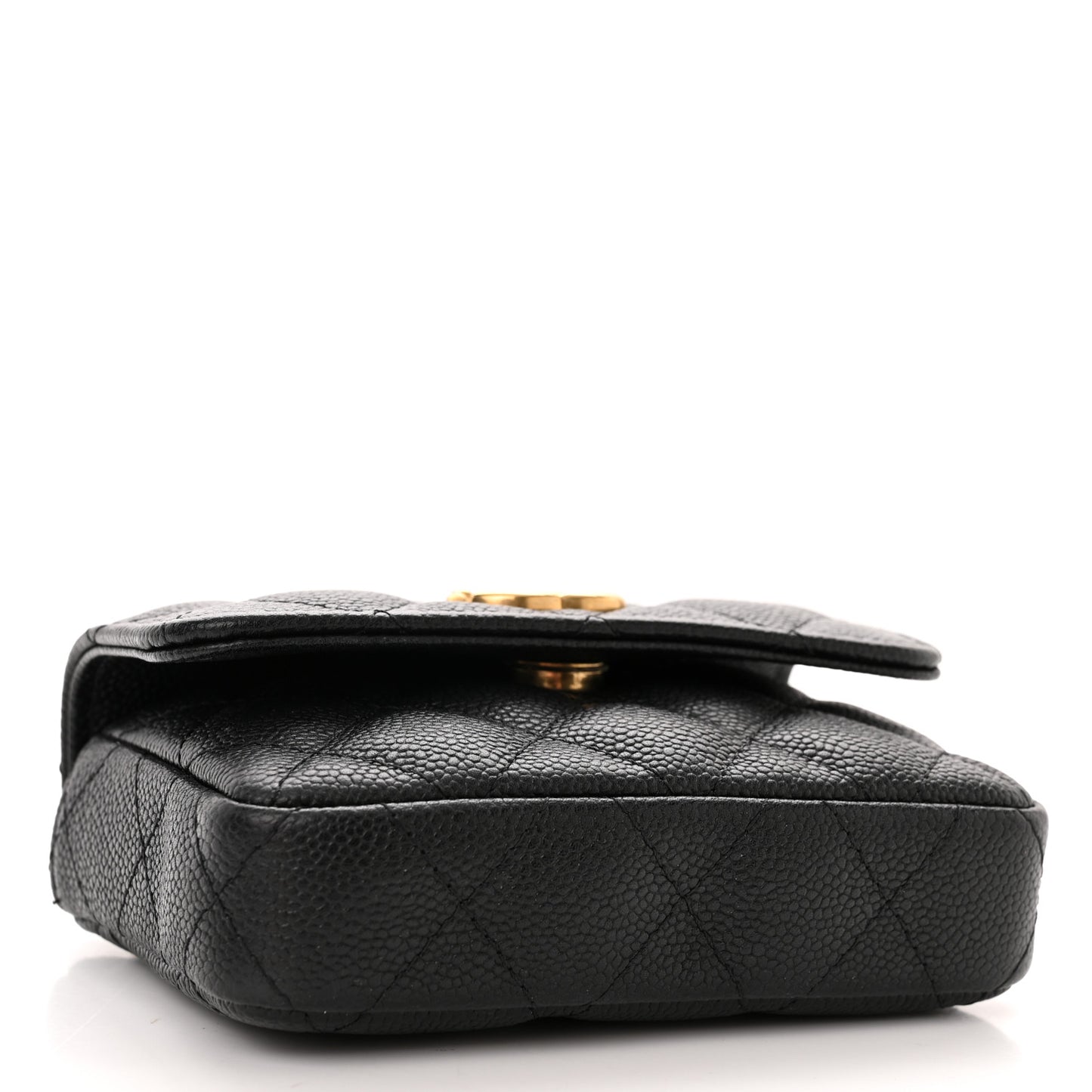 Caviar Quilted Sweetheart Clutch With Chain Black