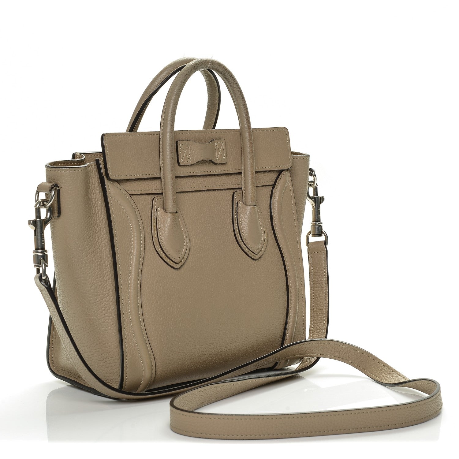 Celine Drummed Calfskin Nano Luggage Dune 3 of 9