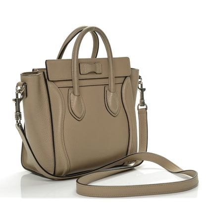 Celine Drummed Calfskin Nano Luggage Dune 3 of 9