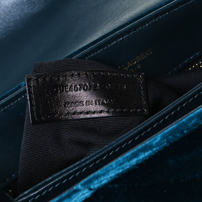 Saint Laurent Velvet Y Quilted Monogram Toy Loulou Crossbody Bag Dark Ottanio 7 of 9