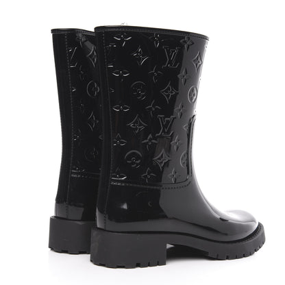 Louis Vuitton Rubber Embossed Monogram Drops Flat Half Boots 38 Black 4 of 10