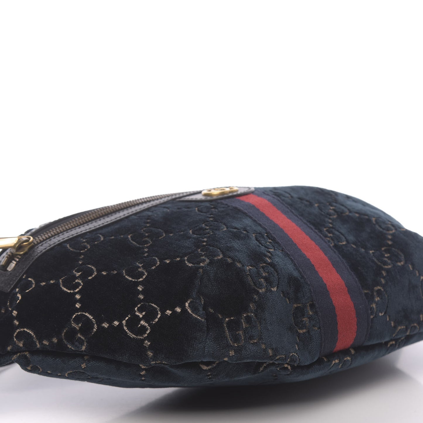 Velvet GG Monogram Web Belt Bag Blue Beige