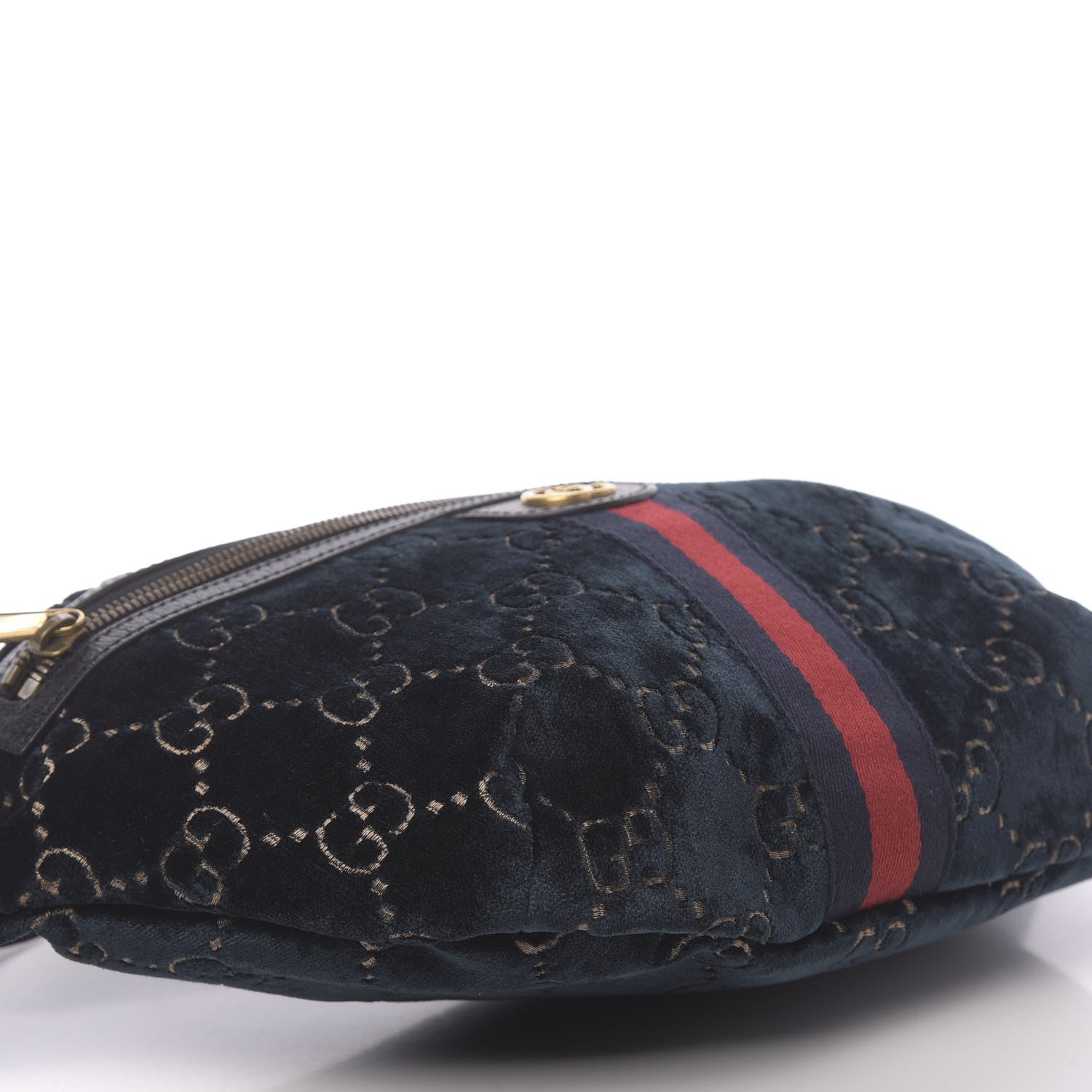 Gucci Velvet GG Monogram Web Belt Bag Blue Beige 8 of 10