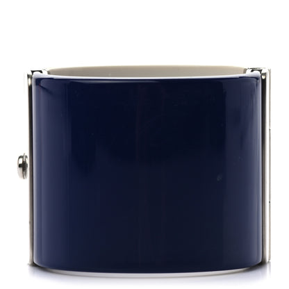 Chanel Resin Pearl CC Cuff Cream White Blue 3 of 4