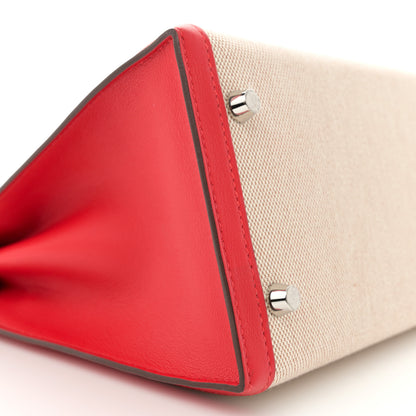 Hermes Toile Swift Kelly Sellier 28 Rouge Piment Ecru 9 of 10