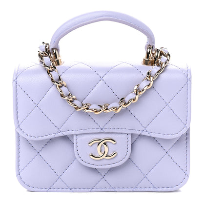 Chanel Lambskin Quilted Top Handle Flap Coin Purse With Chain Light Purple 1 of 9