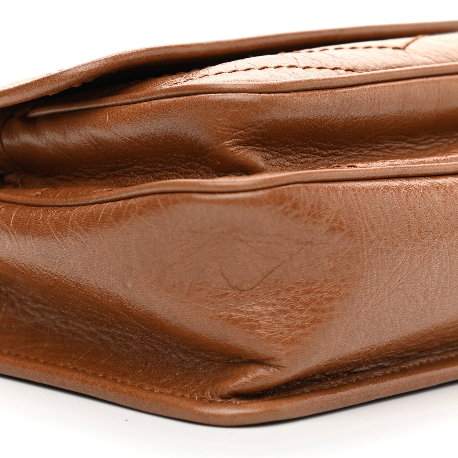 Saint Laurent Crinkled Calfskin Matelasse Monogram Baby Niki Chain Satchel Light Caramel 8 of 10