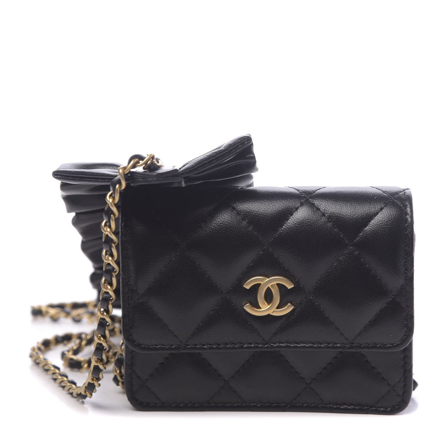 Lambskin Quilted Romance Clutch With Chain Black