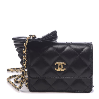 Chanel Lambskin Quilted Romance Clutch With Chain Black 1 of 12