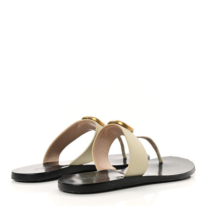 Gucci Calfskin GG Marmont Thong Sandals 36.5 Mystic White 4 of 12