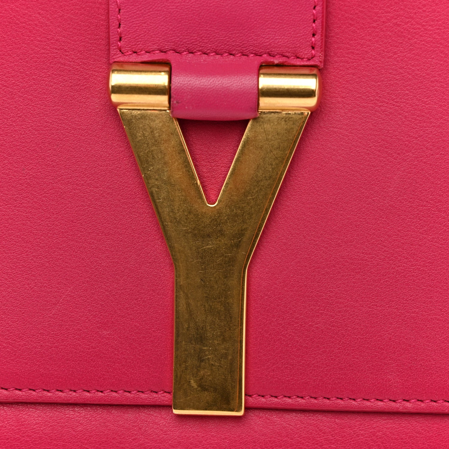 Saint Laurent Calfskin Classic Y Ligne Clutch Fuchsia 11 of 12
