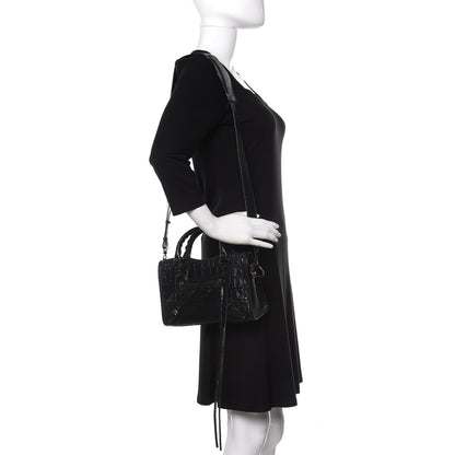 Balenciaga Calfskin Crocodile Embossed Classic Hardware Mini City Black 2 of 10