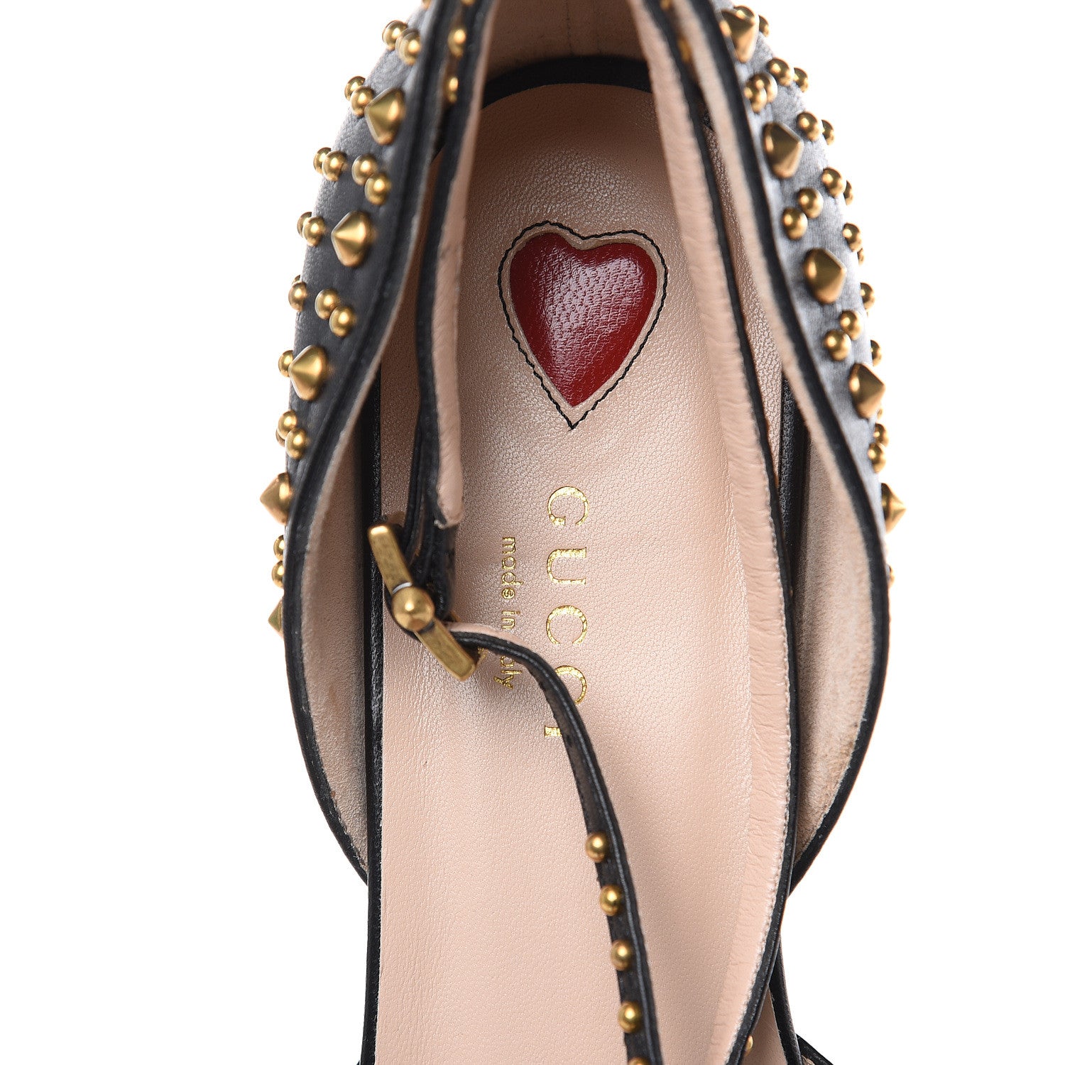 Gucci Malaga Kid Studded Pointed Toe Unia Flats 39 Black 7 of 8