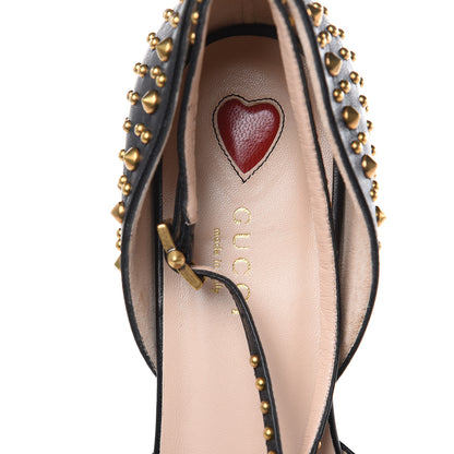 Gucci Malaga Kid Studded Pointed Toe Unia Flats 39 Black 7 of 8