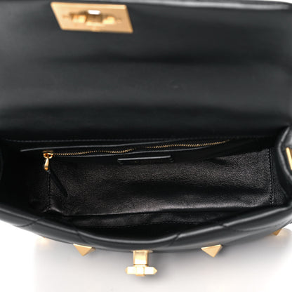 Valentino Garavani Nappa Large Roman Stud Shoulder Bag Black 4 of 10