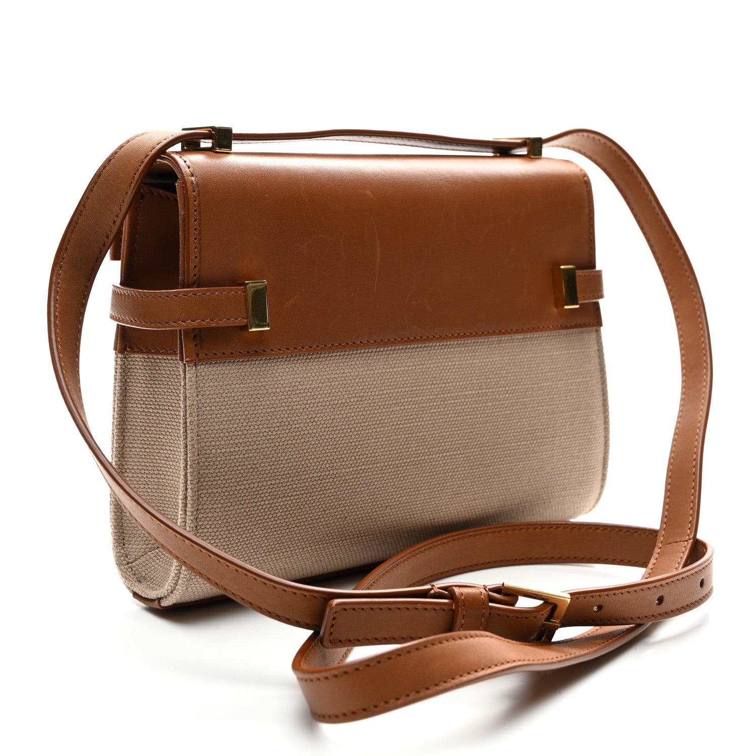 Saint Laurent Canvas Calfskin Mini Manhattan Shoulder Bag  Natural Beige Brick 3 of 10