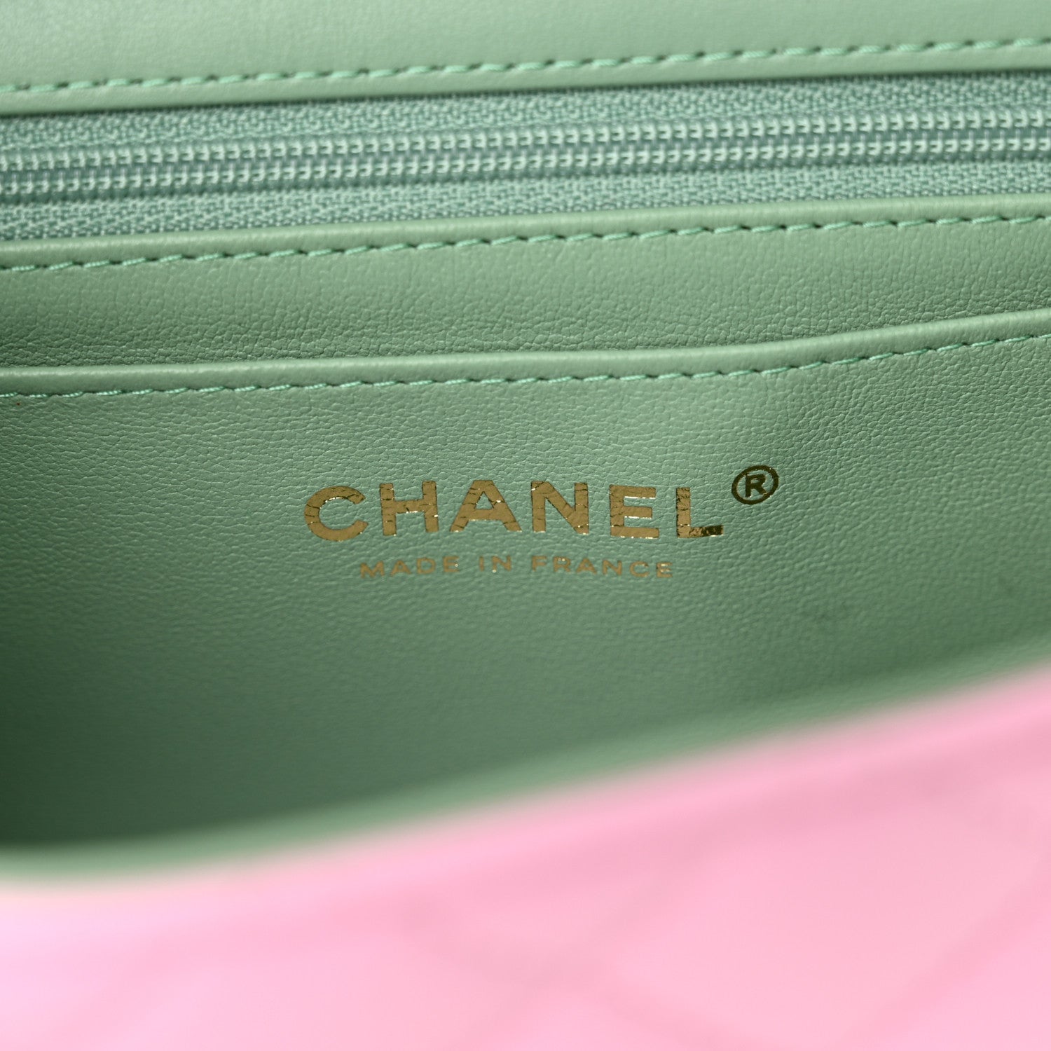 Chanel Lambskin Quilted Mini Top Handle Rectangular Flap Pink Green 6 of 11