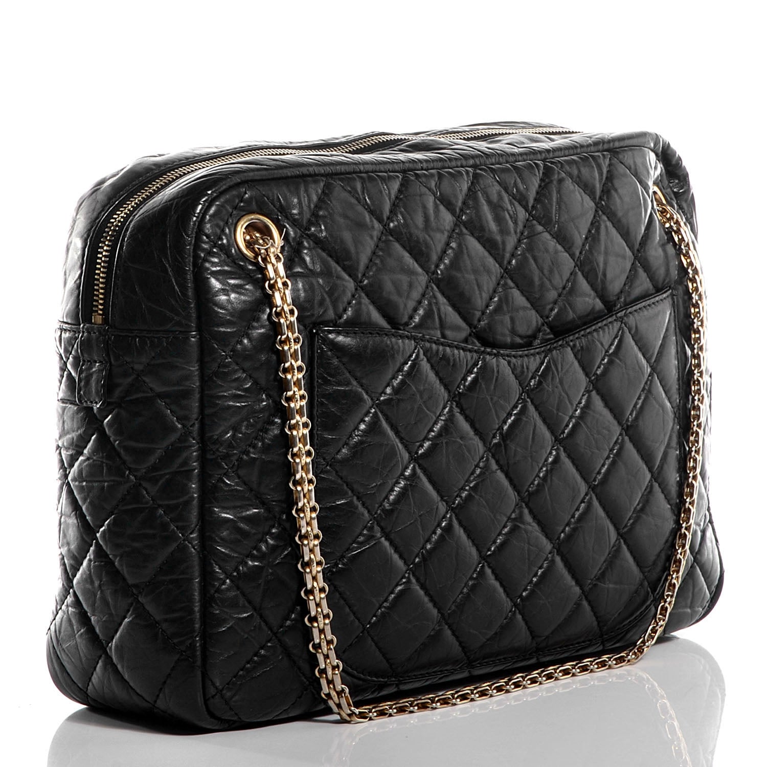 Chanel Aged Calfskin Quilted Large Reissue Camera Case Black 4 of 15