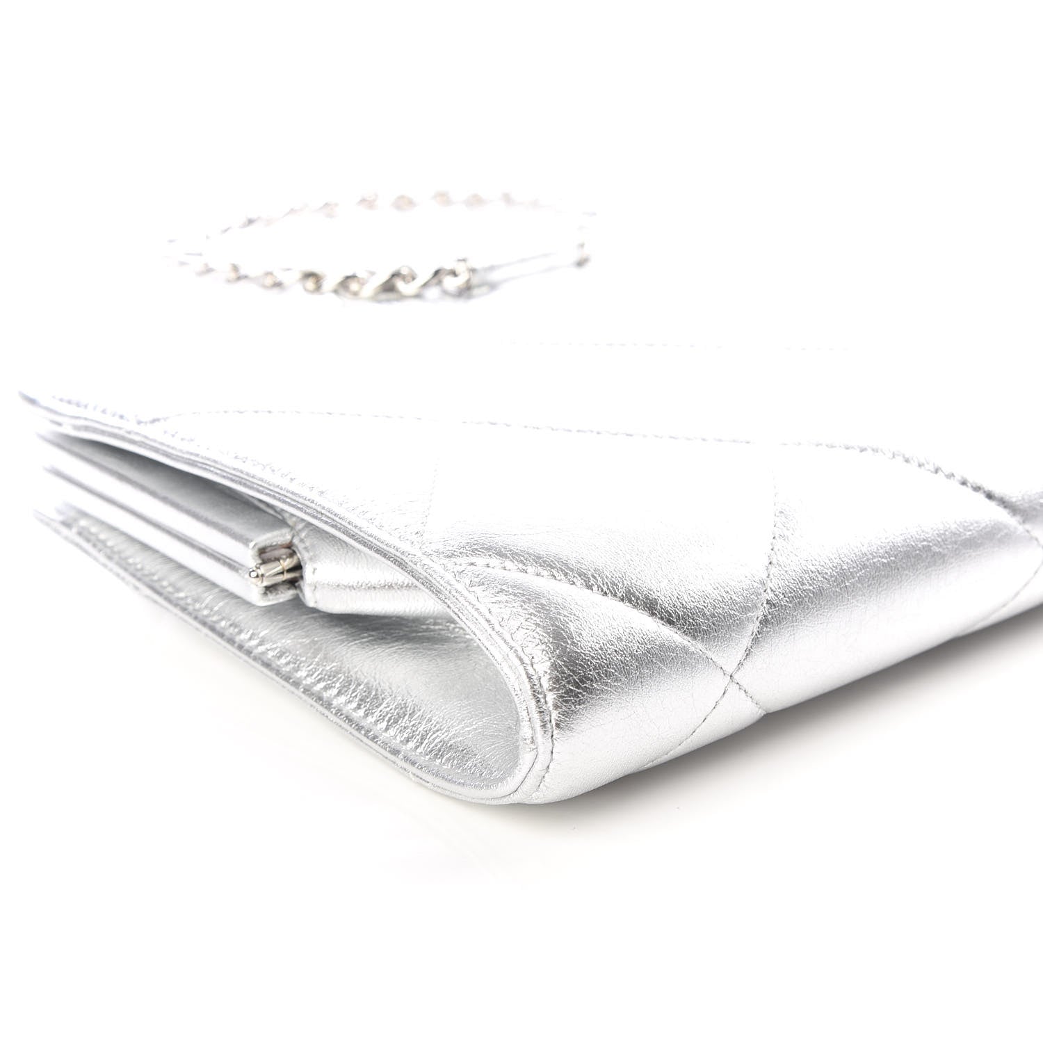 Chanel Metallic Crumpled Lambskin Clutch Silver 5 of 9