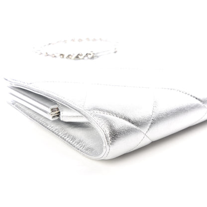 Chanel Metallic Crumpled Lambskin Clutch Silver 5 of 9
