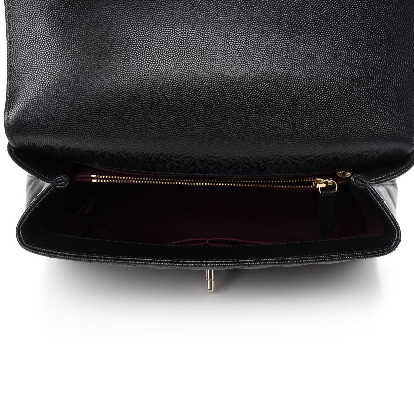 Caviar Chevron Quilted Small Coco Handle Flap Black