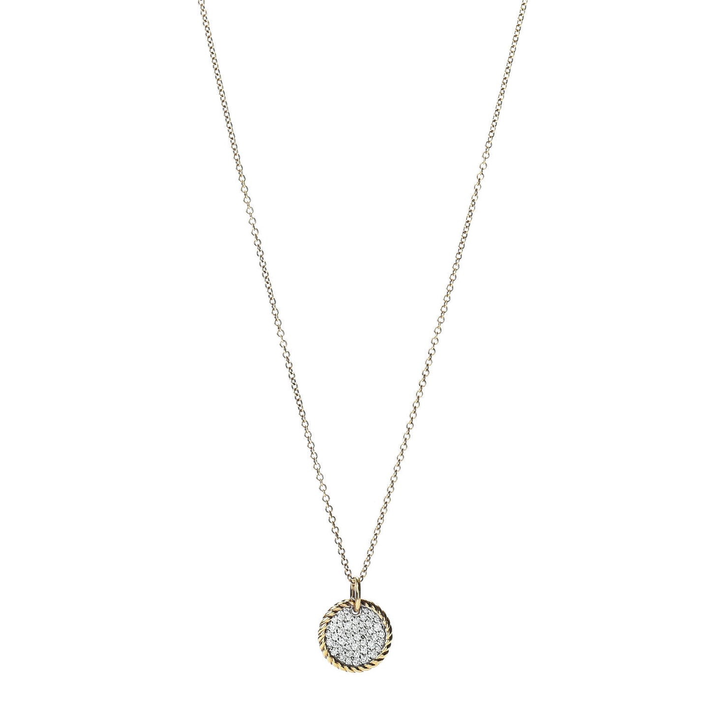 18K Yellow Gold Diamond Cable Collectibles Pave Charm Pendant Necklace
