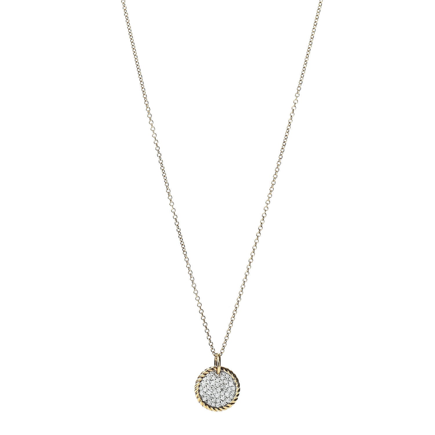 David Yurman 18K Yellow Gold Diamond Cable Collectibles Pave Charm Pendant Necklace 1 of 6