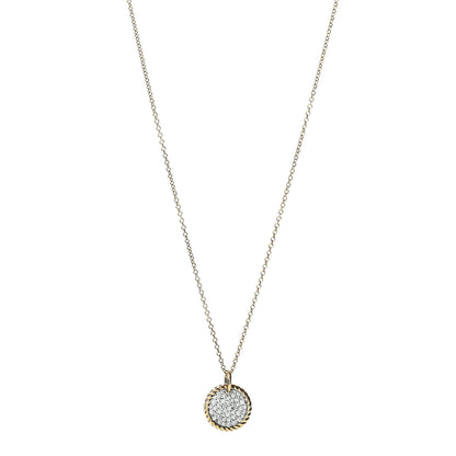 David Yurman 18K Yellow Gold Diamond Cable Collectibles Pave Charm Pendant Necklace 1 of 6