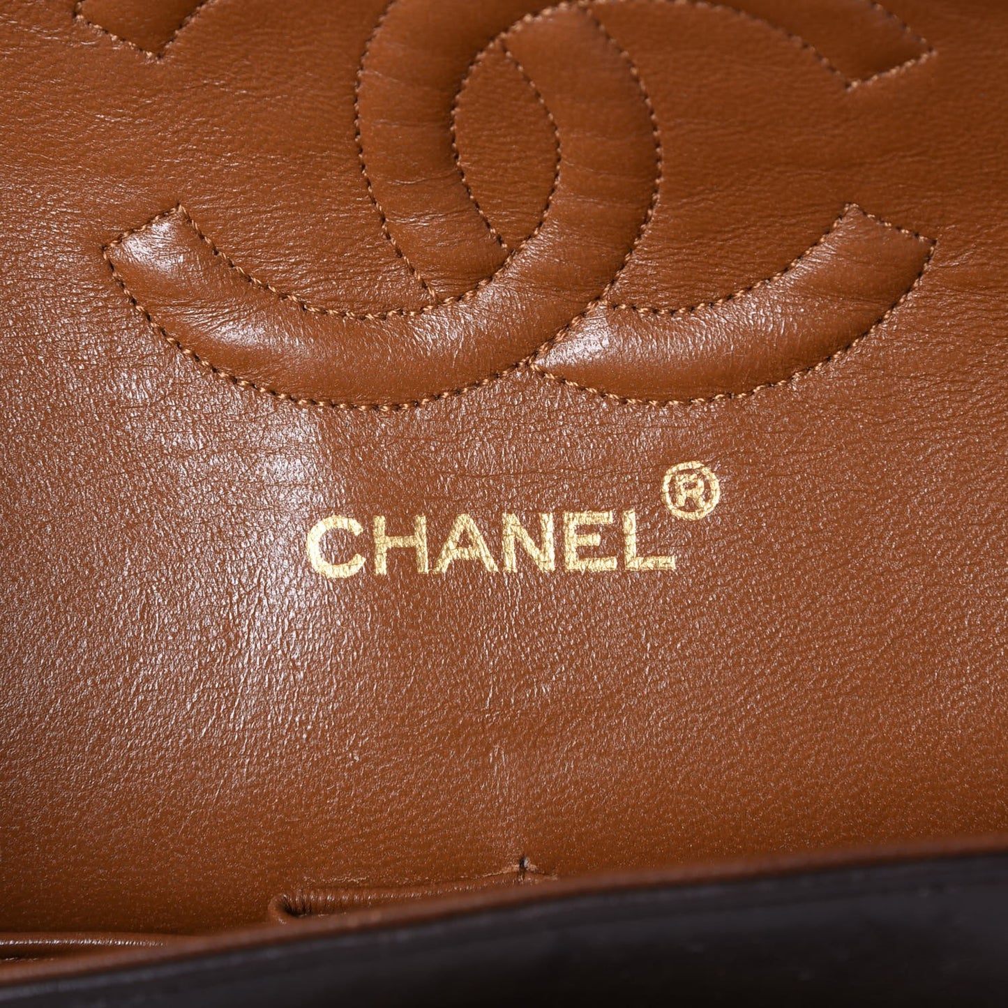 Lambskin Quilted Medium Double Flap Brown