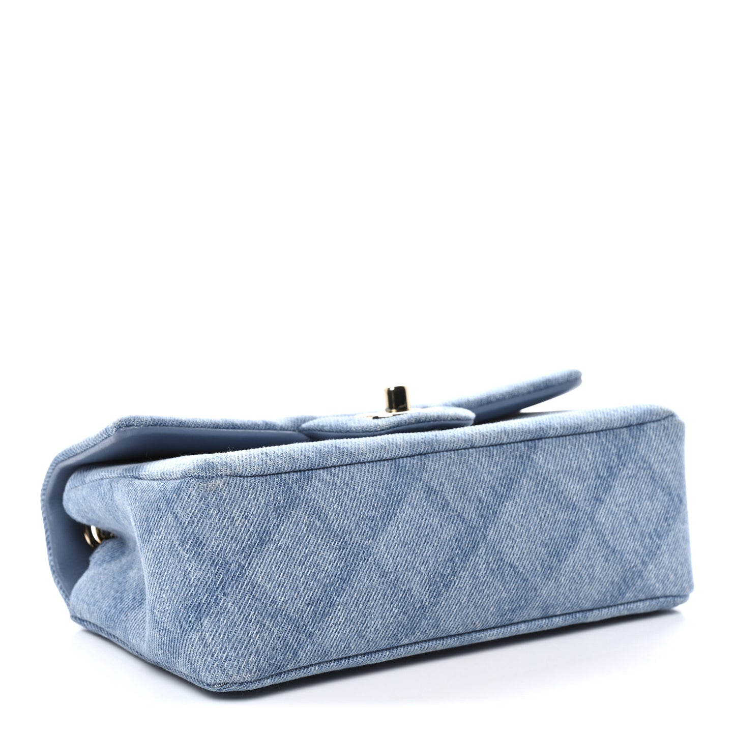 Printed Denim Quilted Mini Rectangular Flap Light Blue