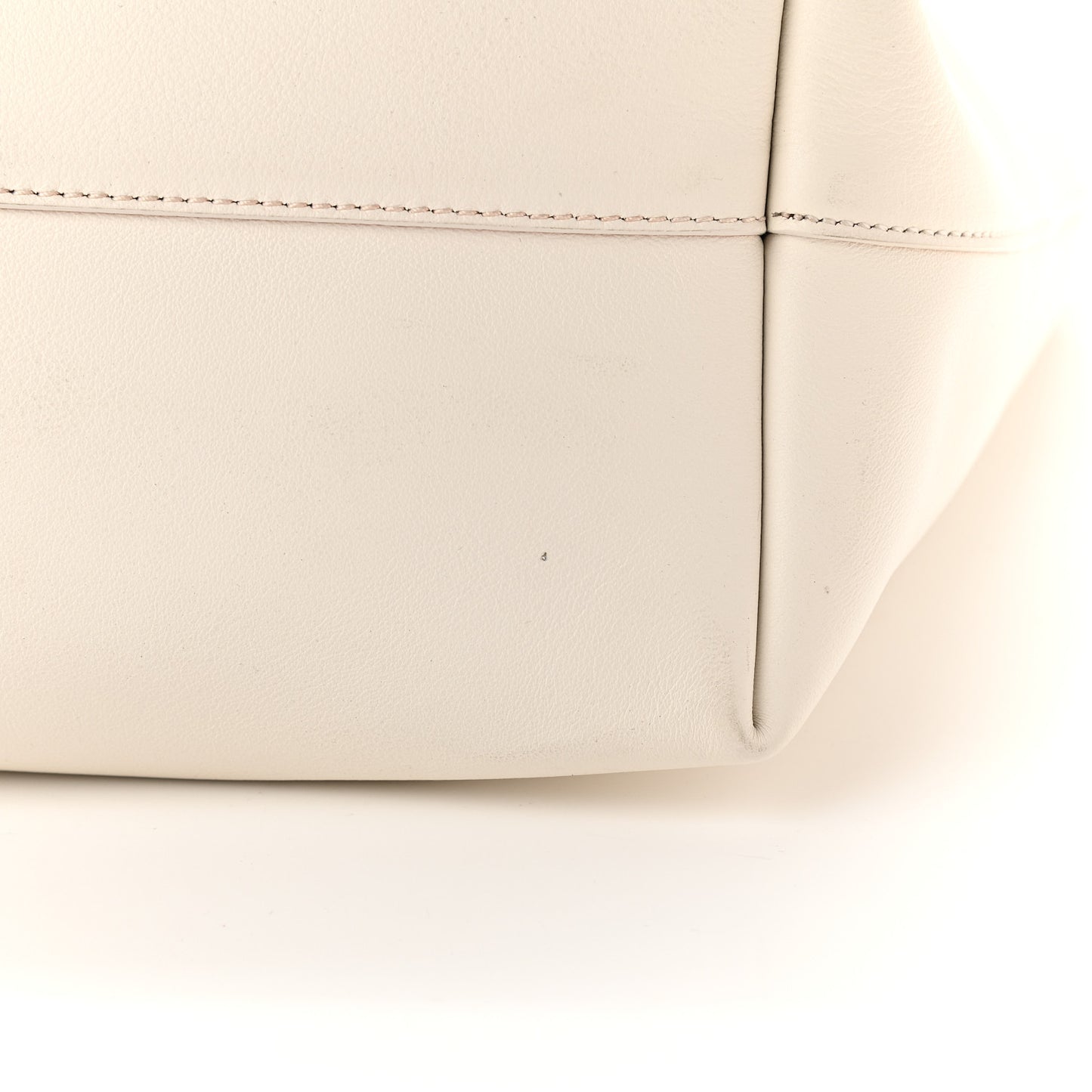 Calfskin Perforated Logo Tote White