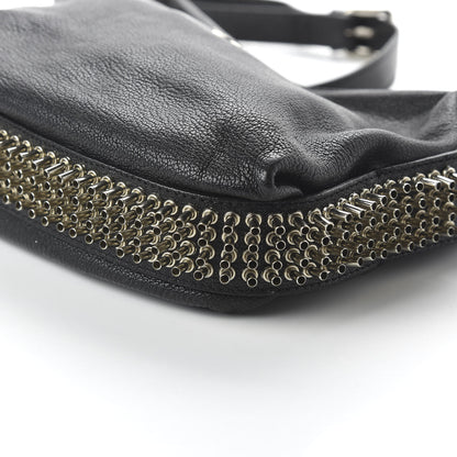 Christian Louboutin Calfskin Studded Shoulder Bag Black 7 of 9