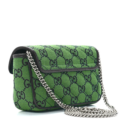Gucci Monogram Multicolor Matelasse Diagonal Super Mini GG Marmont Shoulder Bag Green Blue 3 of 11
