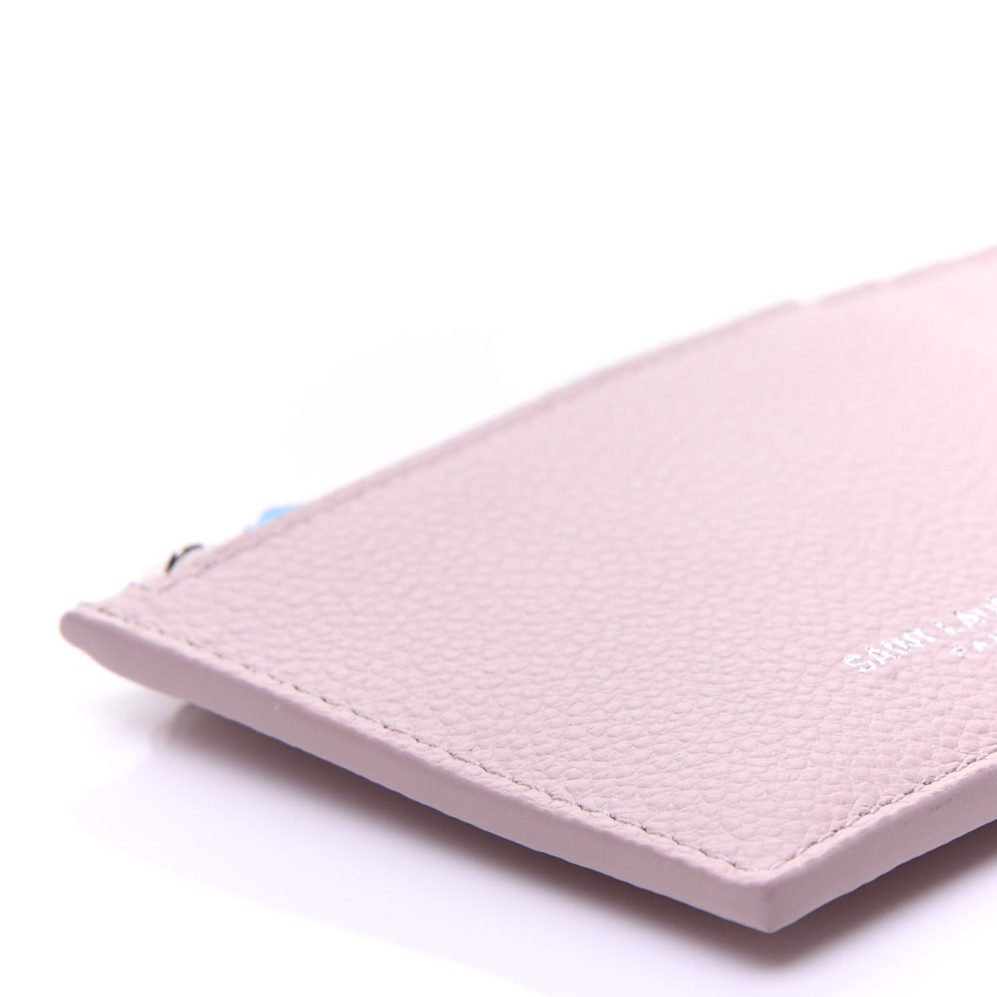 Grained Calfskin 5 Fragments Zip Pouch Card Holder Pale Pink