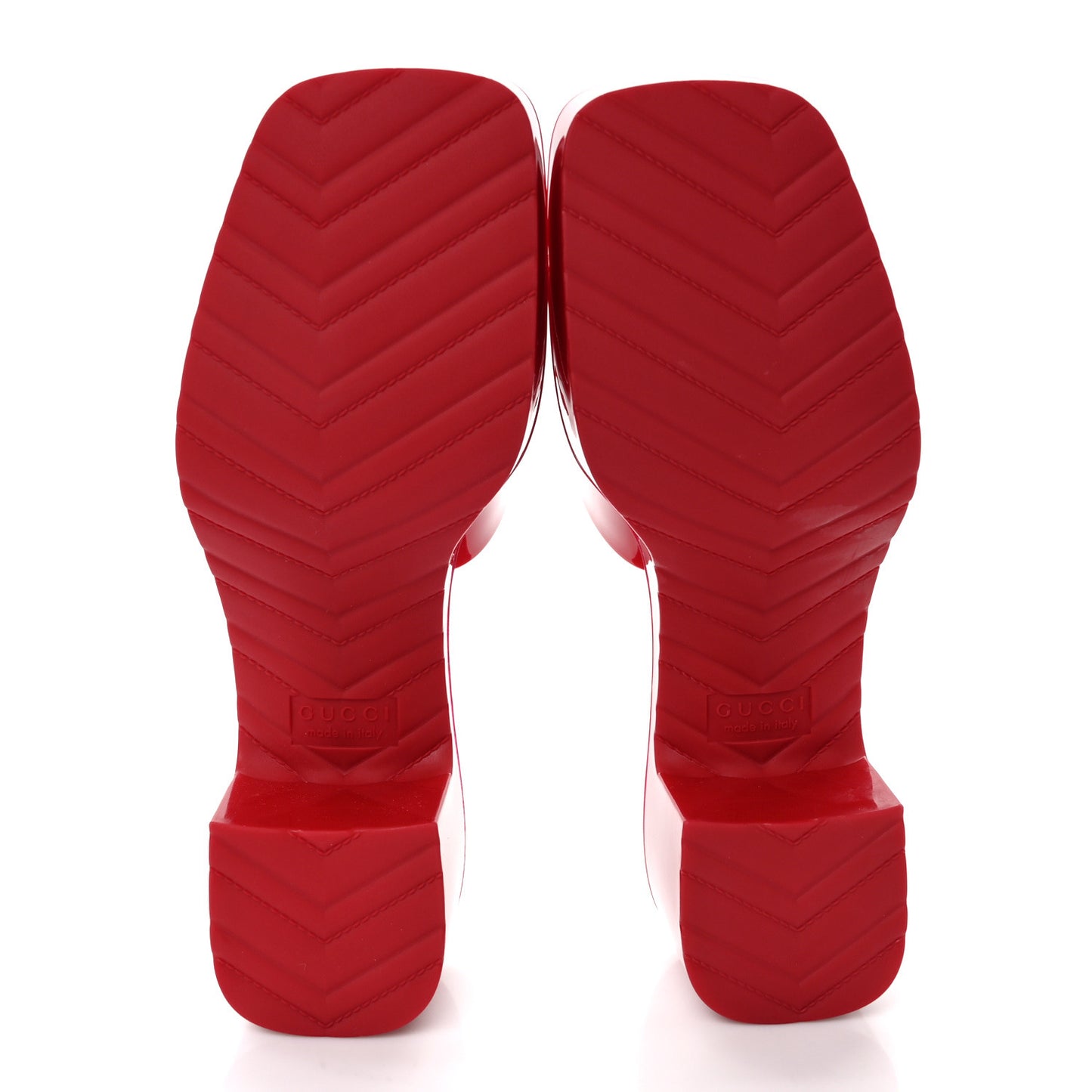 Rubber Gucci Logo Womens Platform 20/60mm Slide Sandals 38 Hibiscus Red