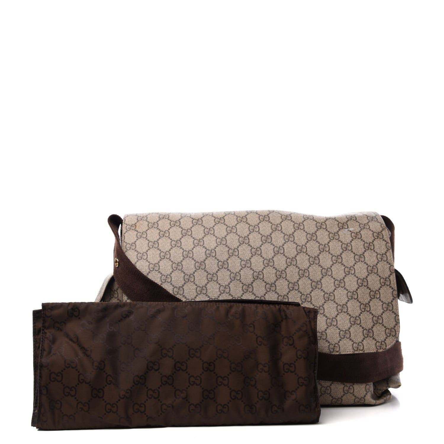 Gucci GG Plus Monogram Messenger Diaper Bag Dark Brown 3 of 13