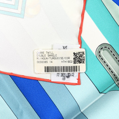 Hermes Silk Double Sangle Scarf 90 Aqua Turquoise 4 of 4