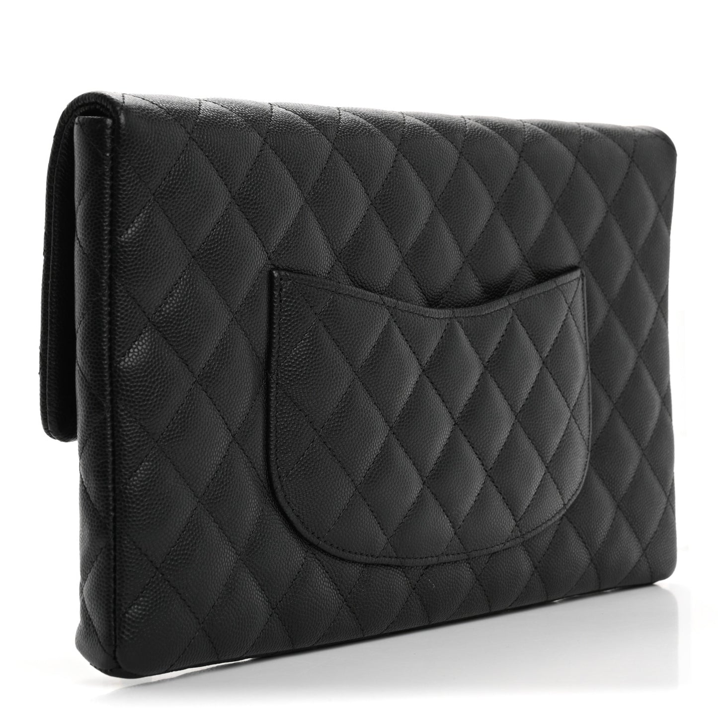 Caviar Quilted Flap Clutch Black