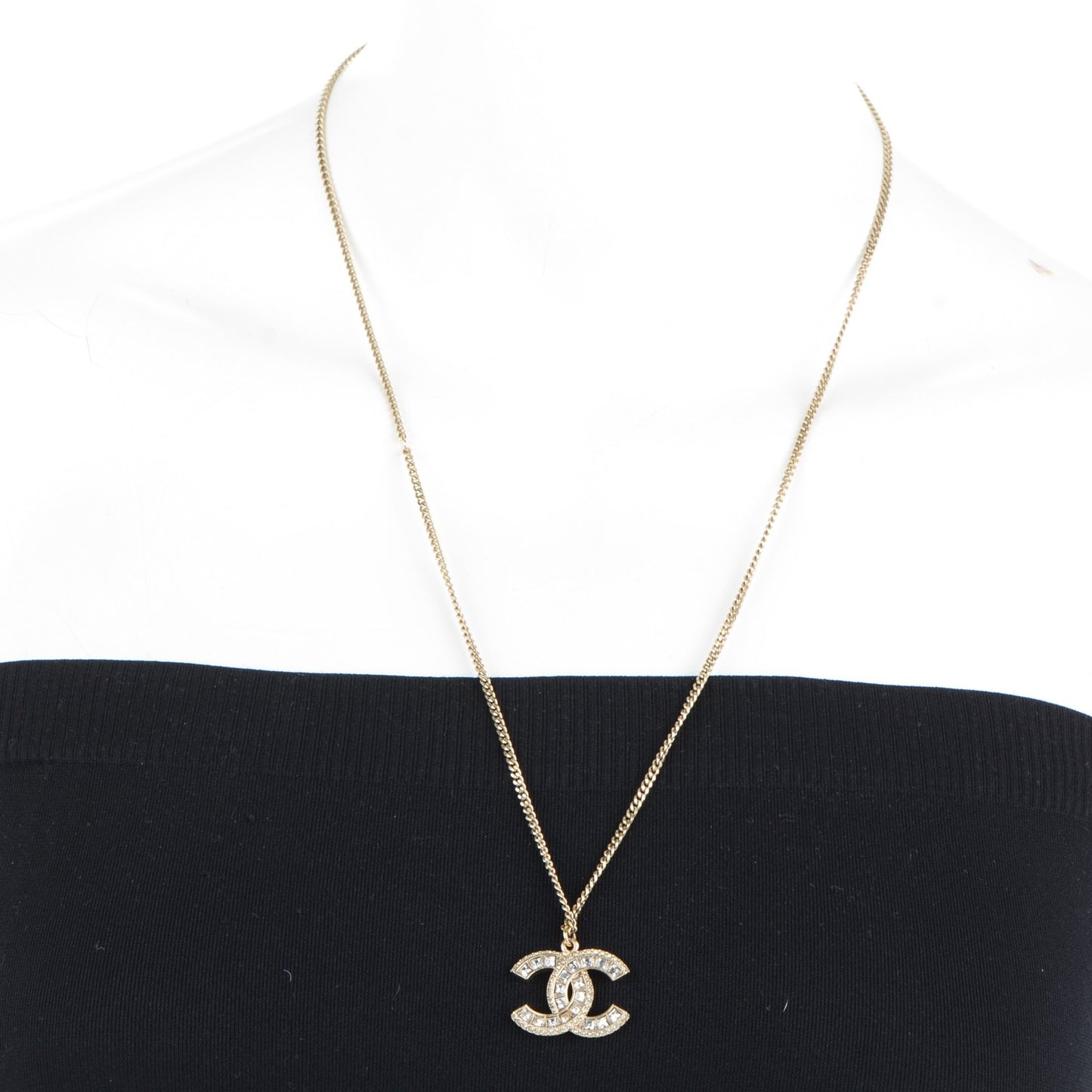 Baguette Crystal CC Necklace Gold