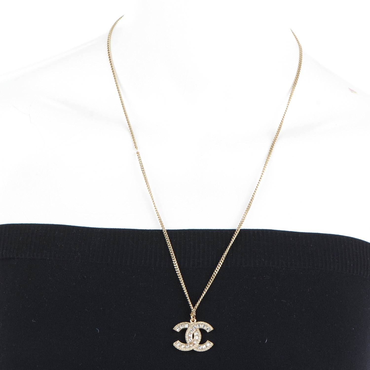 Chanel Baguette Crystal CC Necklace Gold 2 of 4