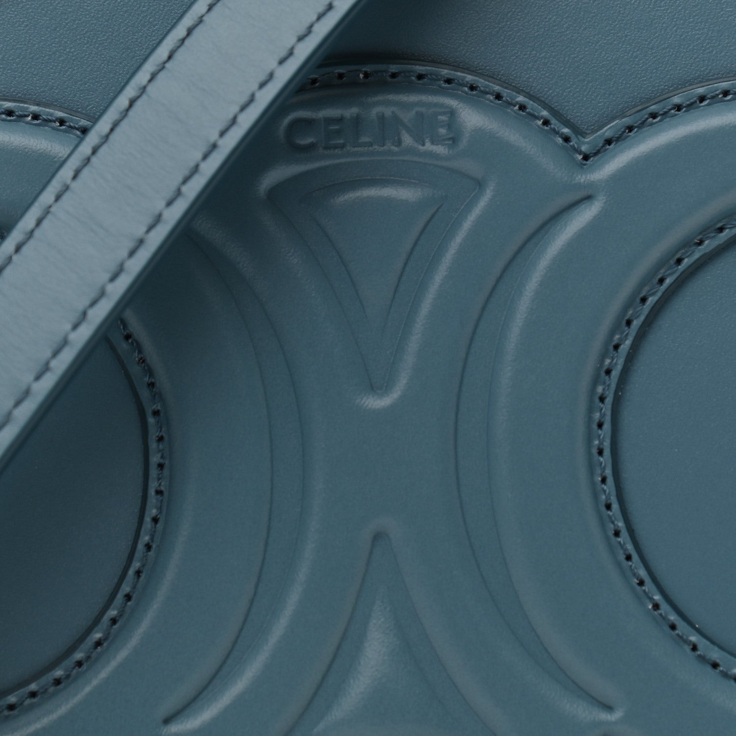 Celine Smooth Calfskin Cuir Triomphe Oval Bag Denim 7 of 9