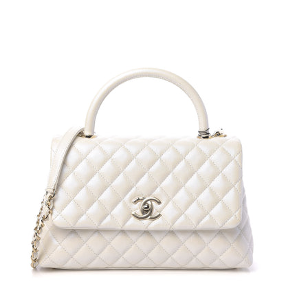 Chanel Iridescent Caviar Quilted Small Coco Handle Flap White 1 of 11