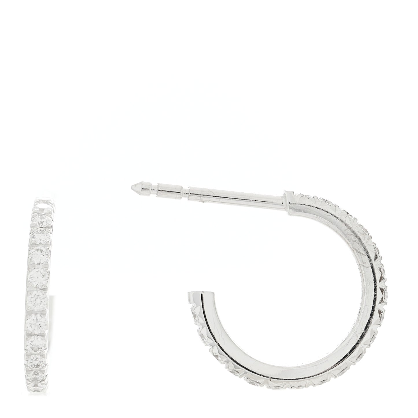 18K White Gold Diamond Small Metro Hoop Earrings
