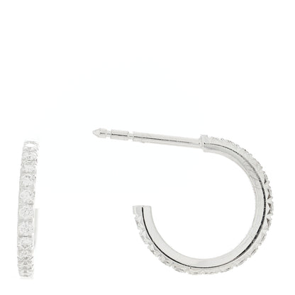 Tiffany 18K White Gold Diamond Small Metro Hoop Earrings 1 of 5